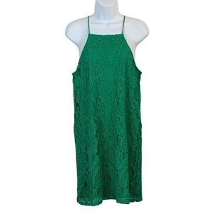 MIAMI Green Lace Shift Mini Dress Sz M